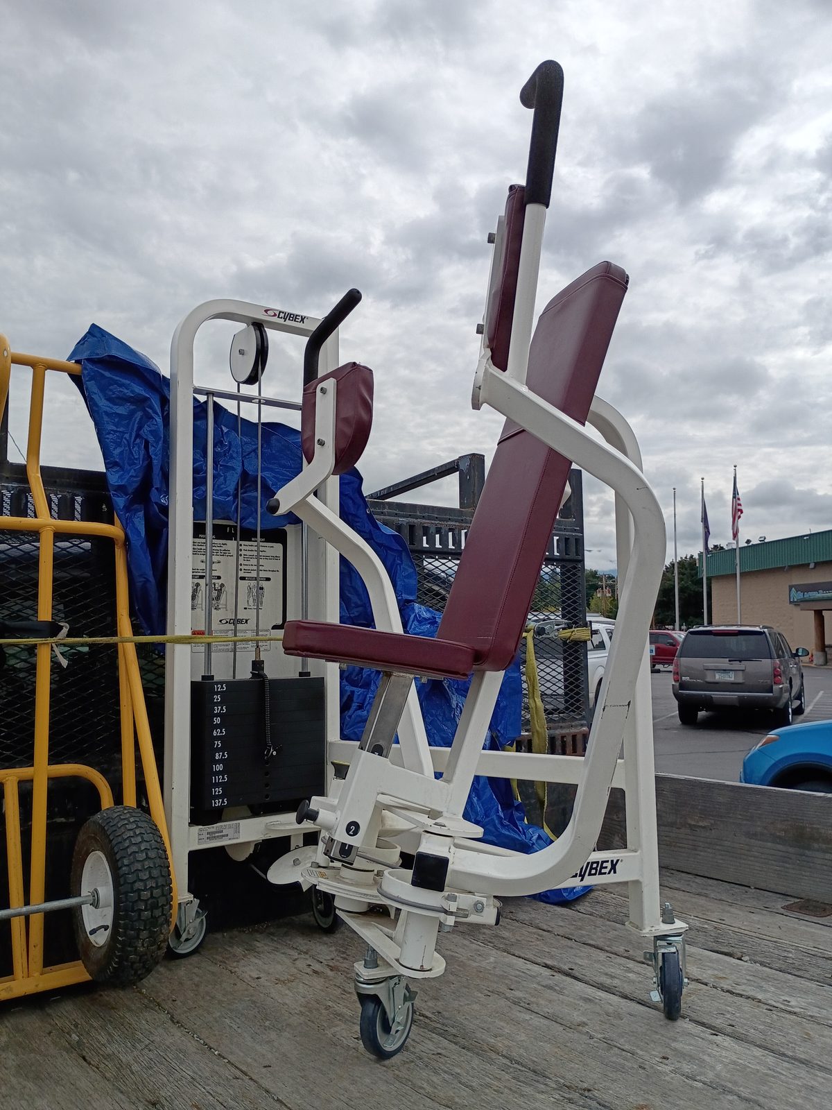 The F-550 liftgate loaded with commercial gym equipment